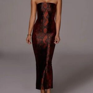 JLUXLABEL Strapless snake print Dress